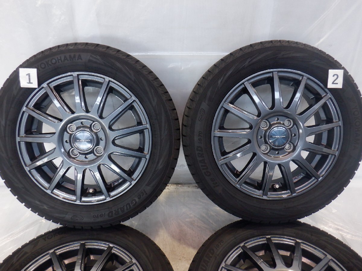 ☆山あり☆ 4H 100 4.5J +45 14インチ 社外品 weds VELVA IGOR アルミホイール 冬用 スタッドレスタイヤ 155/65R14 YOKOHAMA 4本_画像3