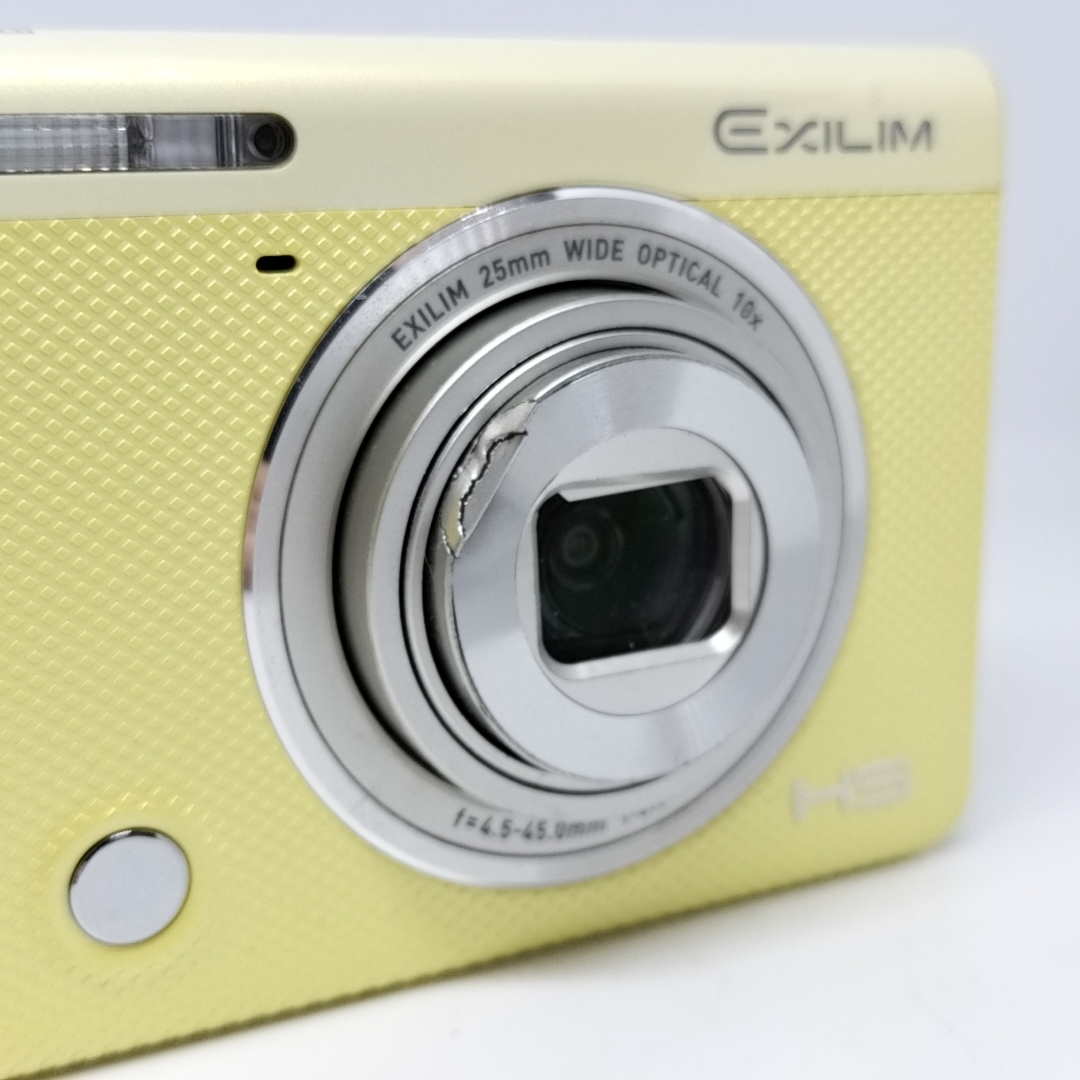 6933★カシオ CASIO EXILIM EX-ZR70 デジタルカメラ コンパクトカメラ 黄色 イエロー 取説・バッテリー・コード付き 通電確認済み ジャンクの画像4