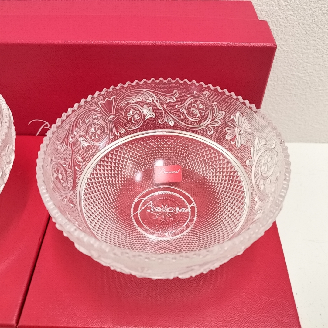 6987★【未使用/保管品】Baccarat バカラ アラベスク スモールボウル サラダボール フルーツボウル 12cm 2点セット ブランド食器 ガラス_画像3