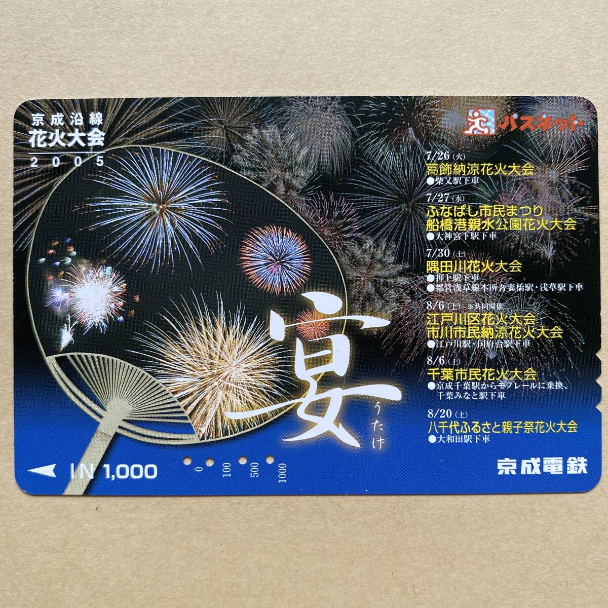【使用済】 パスネット 京成電鉄 京成沿線 花火大会 2005 宴_画像1