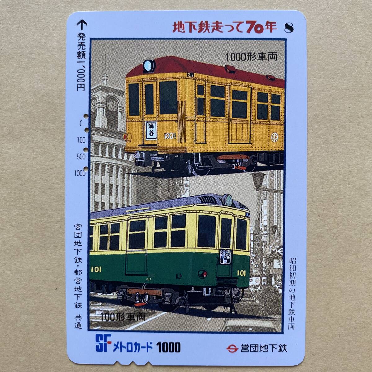 【使用済】 メトロカード 営団地下鉄 東京メトロ 地下鉄走って70年 昭和初期の地下鉄車両_画像1