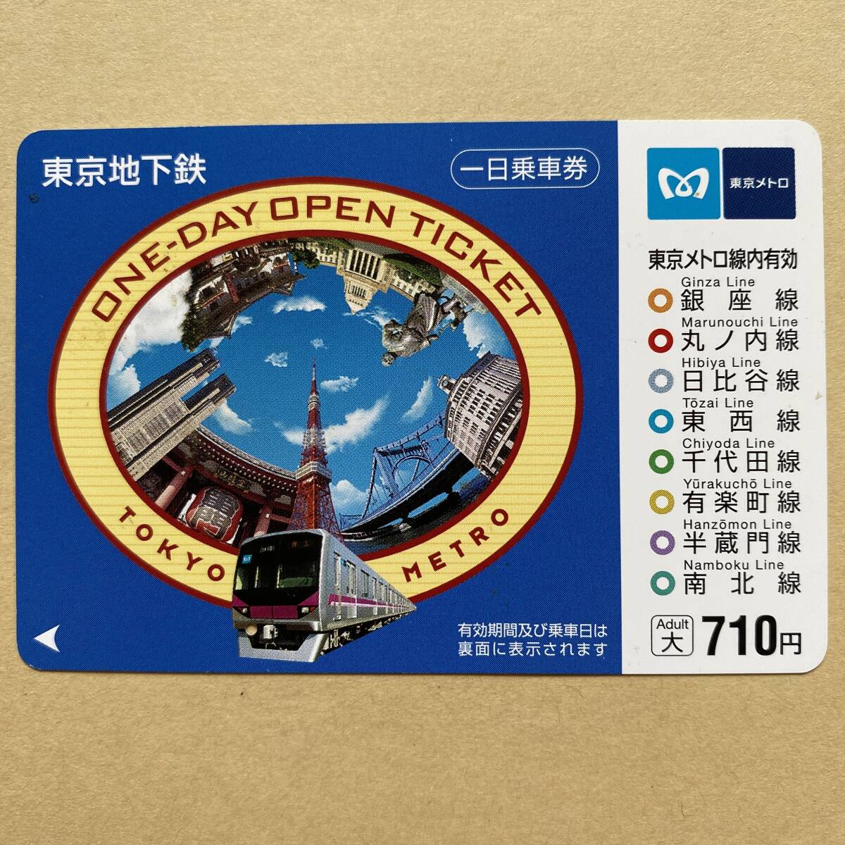 【使用済】 一日乗車券 営団地下鉄 東京メトロ 大人710円_画像1