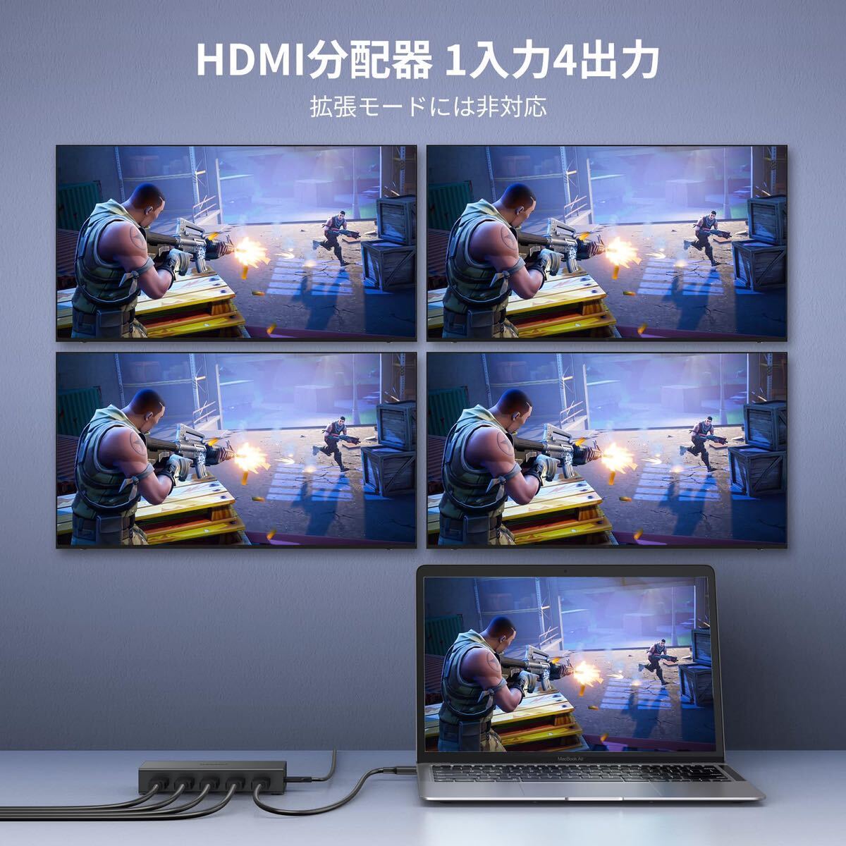 ＊UGREEN HDMI スプリッター 1 in 4 出力 4K @ 60Hz HDMI スプリッター 自動切り替え 4 画面同時出力 HDMI 1.4 PC HDTV DVD Xbox PS5