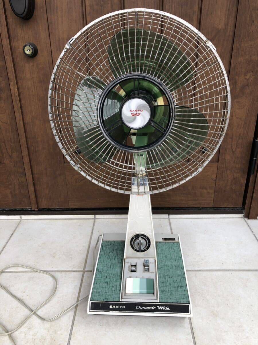 SANYO Sanyo Electric Sanyo EF-6YZ dynamic wide green high class . seat .. Showa Retro antique that time thing present condition goods retro electric fan 