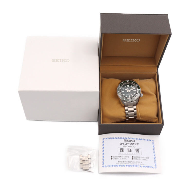 超美品 セイコー プロスペックス ダイバースキューバ 腕時計 SBEJ009 / 6R54-0DD0 シルバー グリーン文字盤 GMT 自動巻き【本物保証】_画像8
