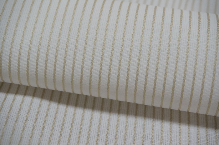 G 先染 特殊織込ペンシルstripe off白/ベージュ長5ｍ W巾 E91/綿9 微凸凹中間soft滑/シャツ・ワンピース・ブラウス・袋物裏地_画像3