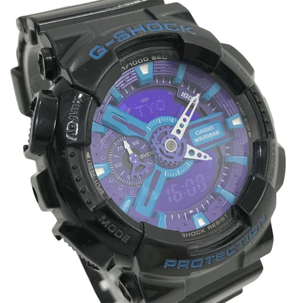 24-1603 [ battery replaced ] Casio G-SHOCK GA-110HC-1AJF hyper color z quartz battery type wristwatch ji- shock black purple men's 