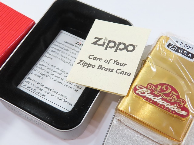 ★コレクター放出デッドストック！ Zippo/ジッポ 2001年頃製 バドワイザー ブラスケース 限定シリアル入り★118の画像2