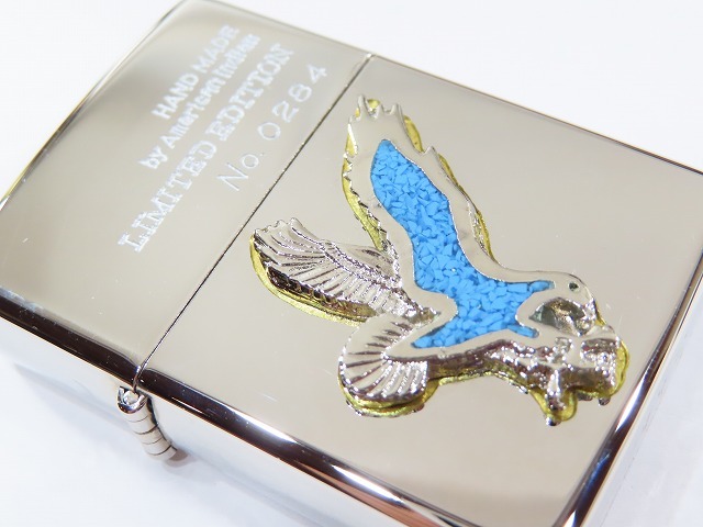 ★コレクター放出デッドストック！ Zippo/ジッポ 1992年頃製 天然トルコ石 インディアンメタル 限定シリアル入り★130の画像7