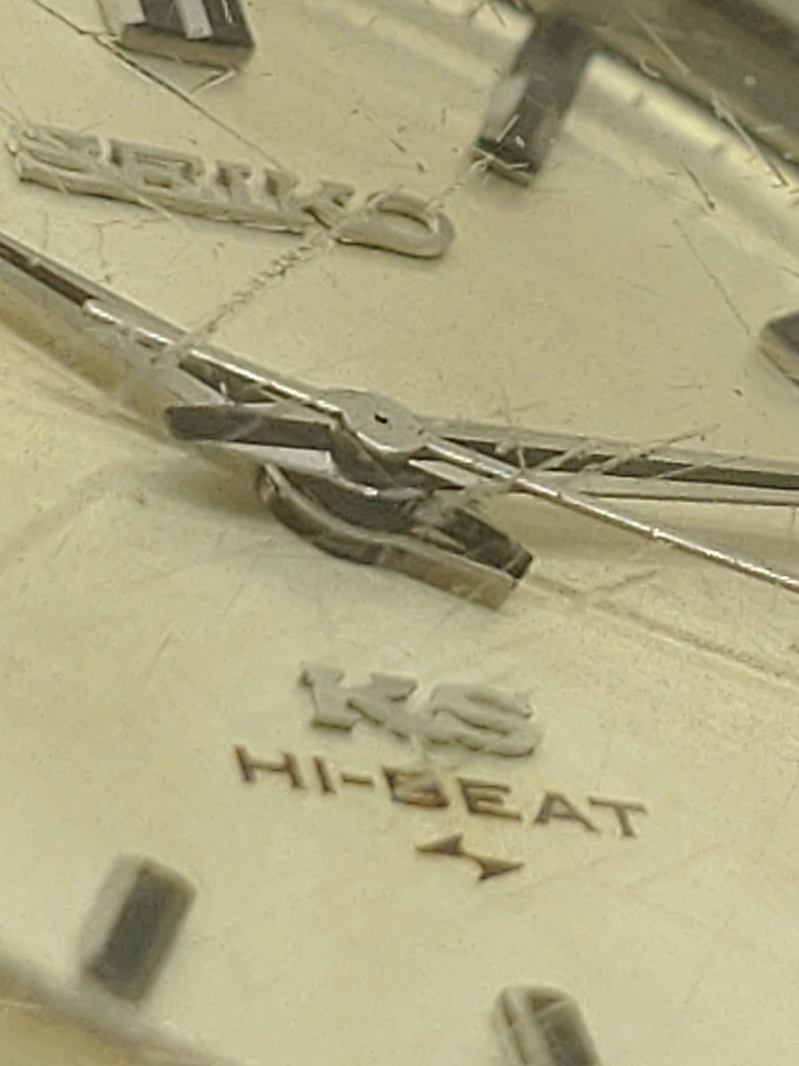 [稼働品] KING SEIKO KS キングセイコー HI-BEAT ハイビート 45-7001 手巻き ノンデイト シルバー 社外ベルト 金メダルの画像7