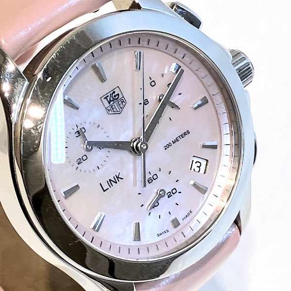 タグホイヤー リンク CJF1311 クォーツ クロノグラフ シェル文字盤 時計 腕時計 レディース☆0331_画像4