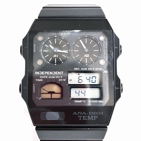 シチズン インディペンデント 8989-003431 クォーツ ブラック アナデジテンプ 時計 腕時計 メンズ☆0102_画像1