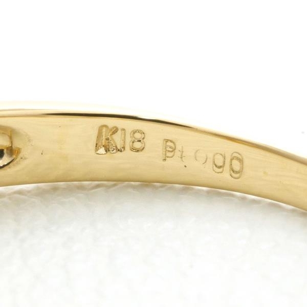 PT900 K18YG リング 指輪 9号 パール 約3mm ダイヤ 0.06 総重量約1.6g 中古 美品 送料無料☆0204_画像6