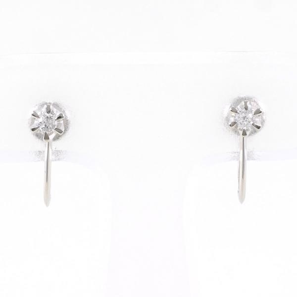 PT850 earrings diamond 0.05 ×2 gross weight approximately 1.6g used beautiful goods free shipping *0315
