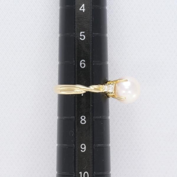 K18YG リング 指輪 7号 パール 約8mm ダイヤ 0.10 総重量約3.4g 中古 美品 送料無料☆0202_画像5
