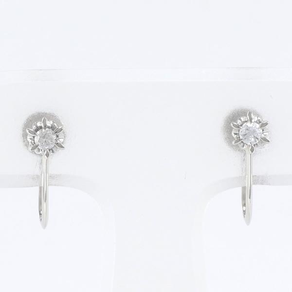 PT900 earrings diamond 0.05 ×2 gross weight approximately 1.6g used beautiful goods free shipping *0315