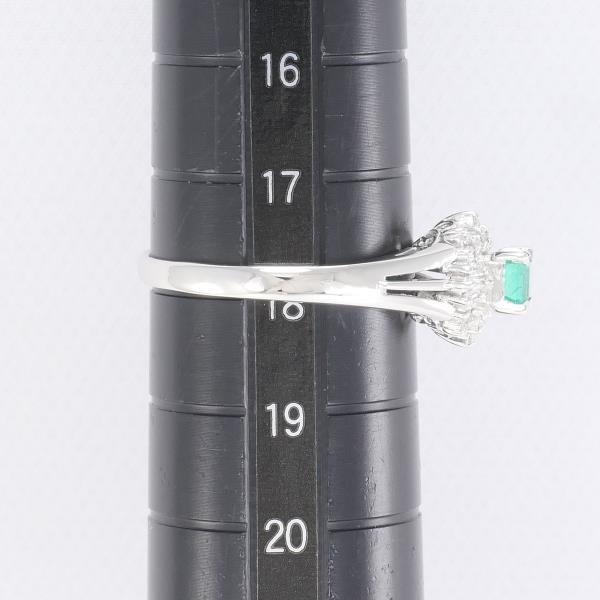 PT900 リング 指輪 18号 エメラルド 0.31 ダイヤ 0.15 総重量約4.4g 中古 美品 送料無料☆0315_画像5