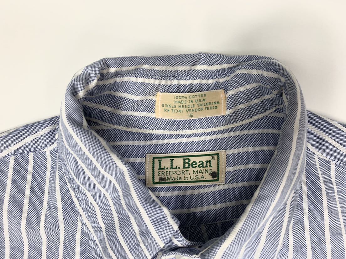 USA製 エルエルビーン L.L.Bean 半袖 ストライプ ボタンダウンシャツ