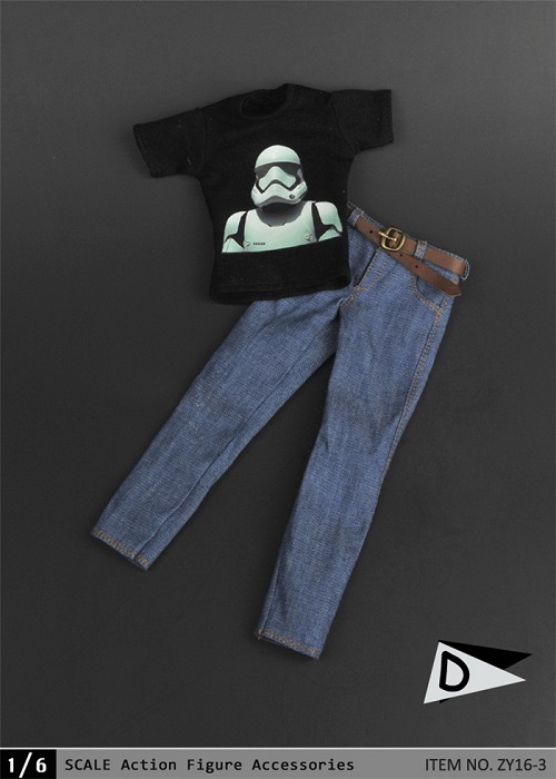 1/6サイズフィギュア用衣装 Tシャツ＆ジーパンセット ZY16-3D_画像3