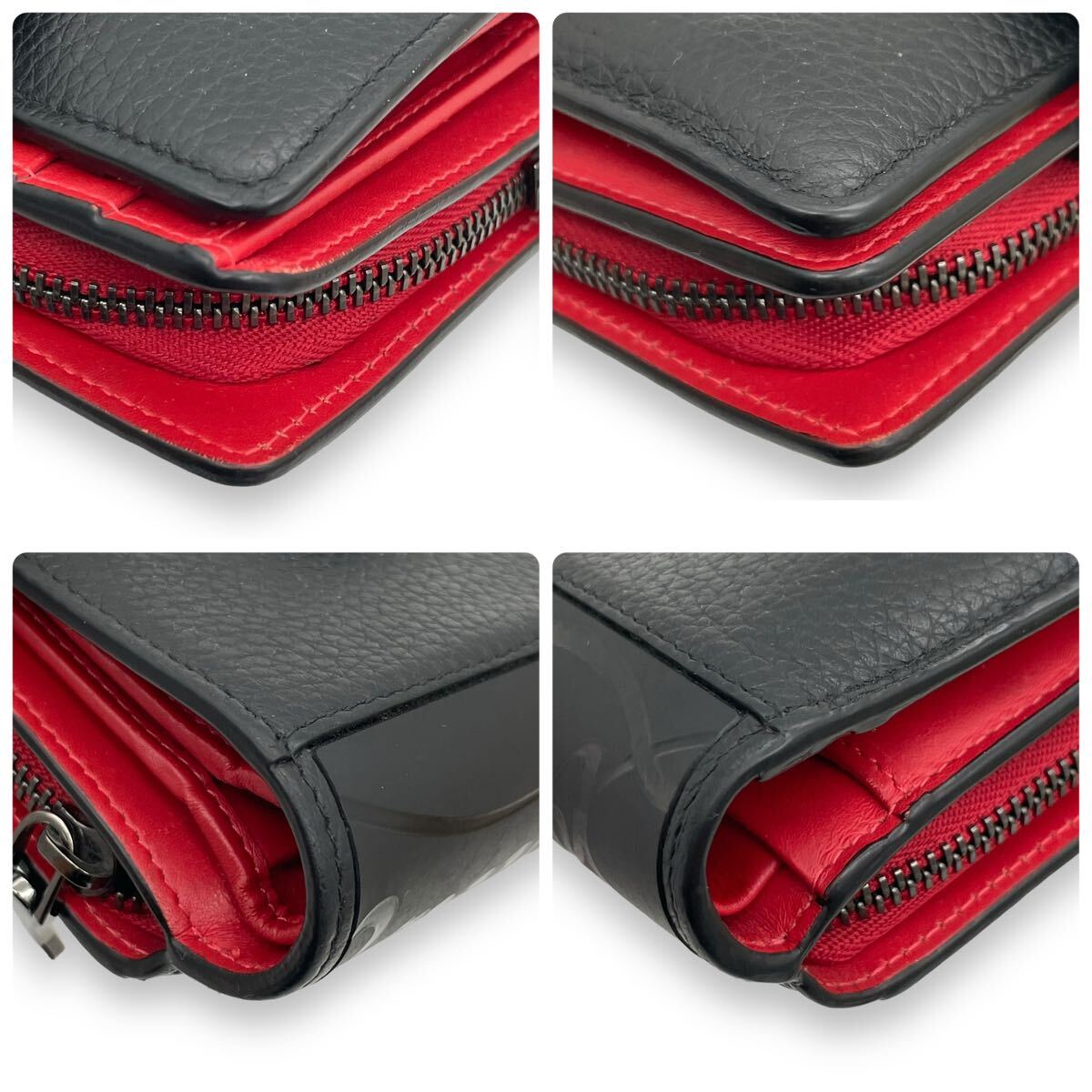 [ box cloth sack attaching ] Christian Louboutin Christian Louboutin folded wallet paroma black red folding in half PALOMA