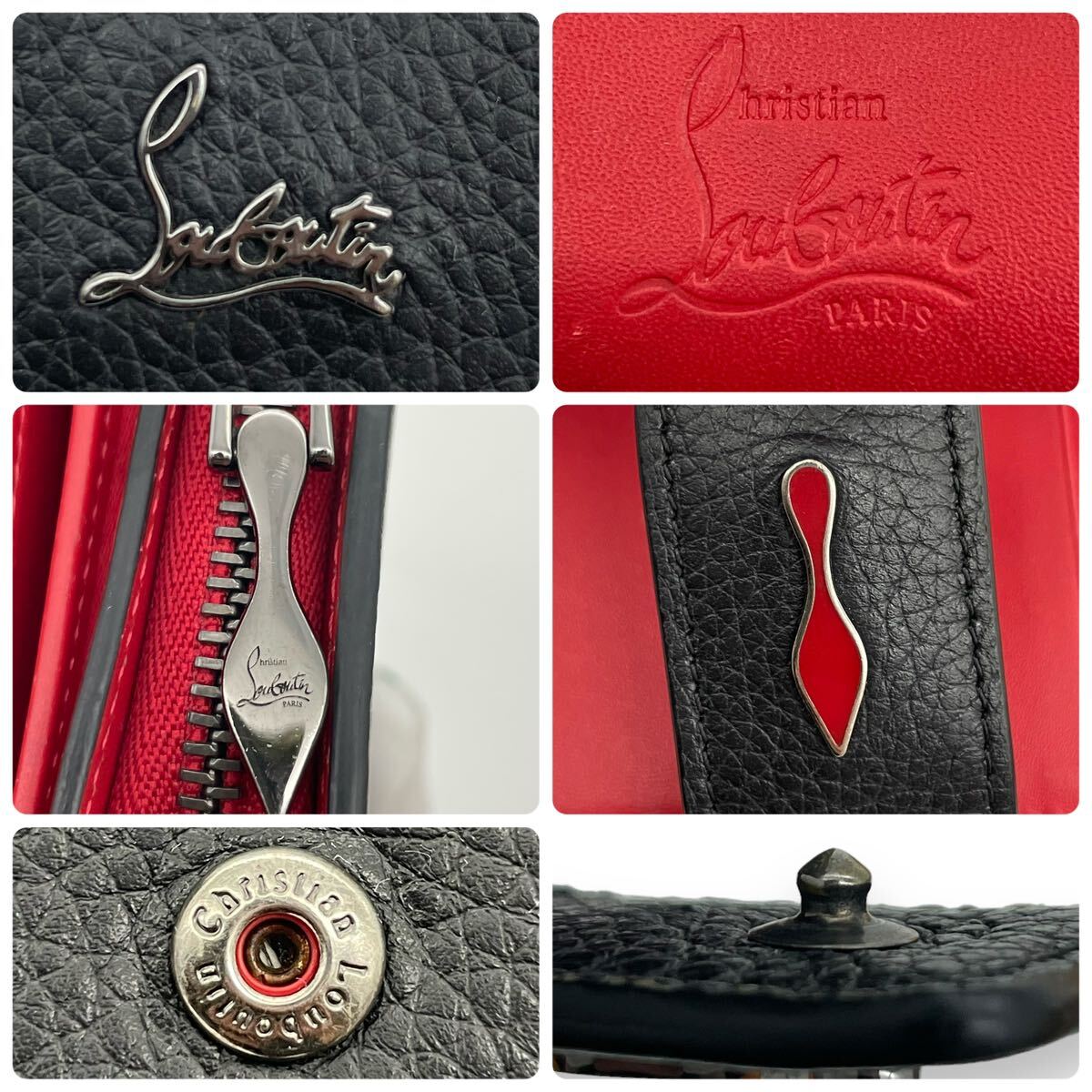 [ box cloth sack attaching ] Christian Louboutin Christian Louboutin folded wallet paroma black red folding in half PALOMA