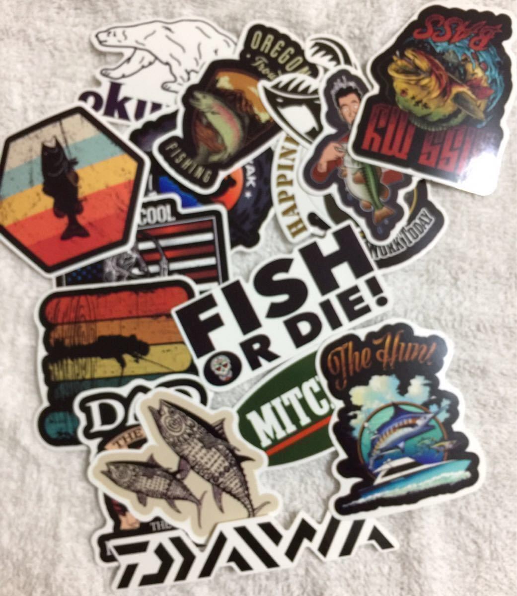  fishing sticker 50 pieces set cooler-box tackle box do cut car etc. fishing bus fishing fishing sticker Daiwa Shimano etc. 