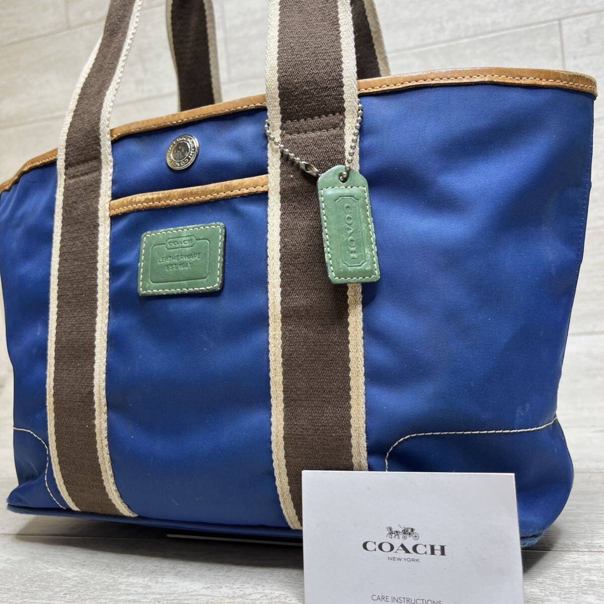 1円〜【入手困難品】10万円 コーチ COACH トートバッグ ビジネスバッグ ブリーフケース A4 2way レザー メンズ レディース ブルー系 通勤の画像1