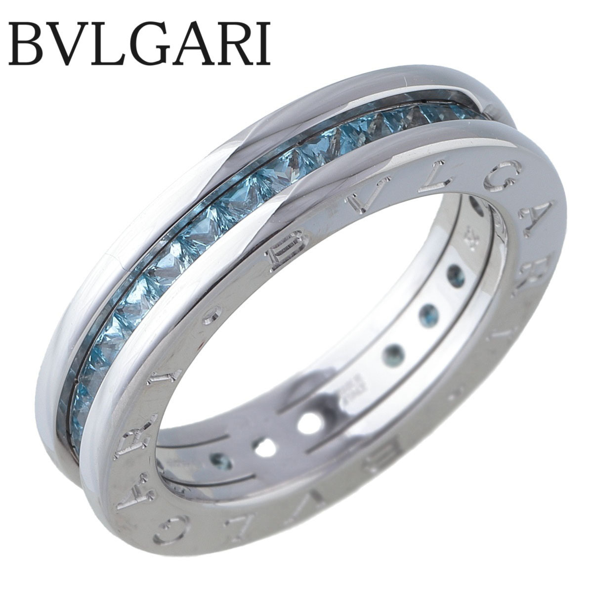 ブルガリ ビーゼロワン リング ブルートパーズ #52 XS B-zero1 フルエタニティ 750WG 新品仕上げ済 BVLGARI【15303】_画像1