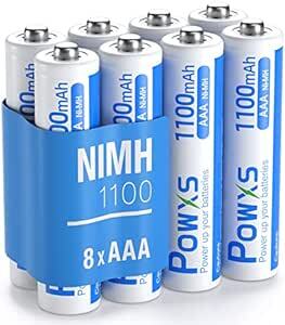 POWXS 単4電池 充電式 単四充電池 高容量 ニッケル水素電池 1100mAh 約1200回使用可能 ８本入り 液漏れ防止 充_画像1