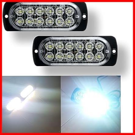 ★ホワイト★ 超爆眩 LED ストロボライト ストロボフラッシュ デイライト12LED搭載 点滅 緊急 警告灯 汎用車用 12V 24V_画像1