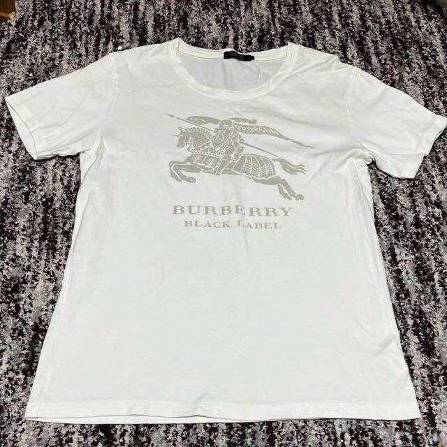 BURBERRY BLACKLABEL バーバリーブラックレーベル 　 ビッグロゴ 半袖 Tシャツ size:2 　ホワイト　白　三陽商会半袖Tシャツ _画像1