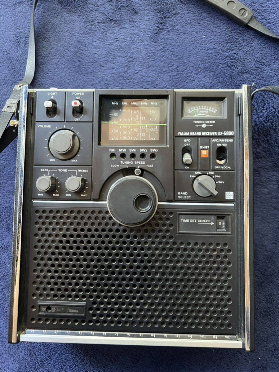 SONY ソニー FM /AM 5BAND RECEIVER ICF-5800スカイセンサー 昭和レトロ ラジオ MW SW 通電確認済み 中古品 現状の画像9