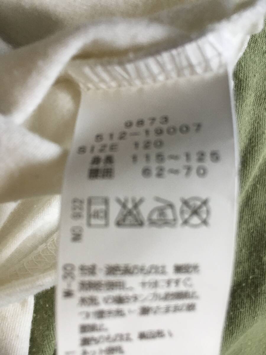 中古　HusHusH　天竺ロゴビッグTシャツ　オフホワイト　&カーキ色　12(120cm)　定価1018円×2点
