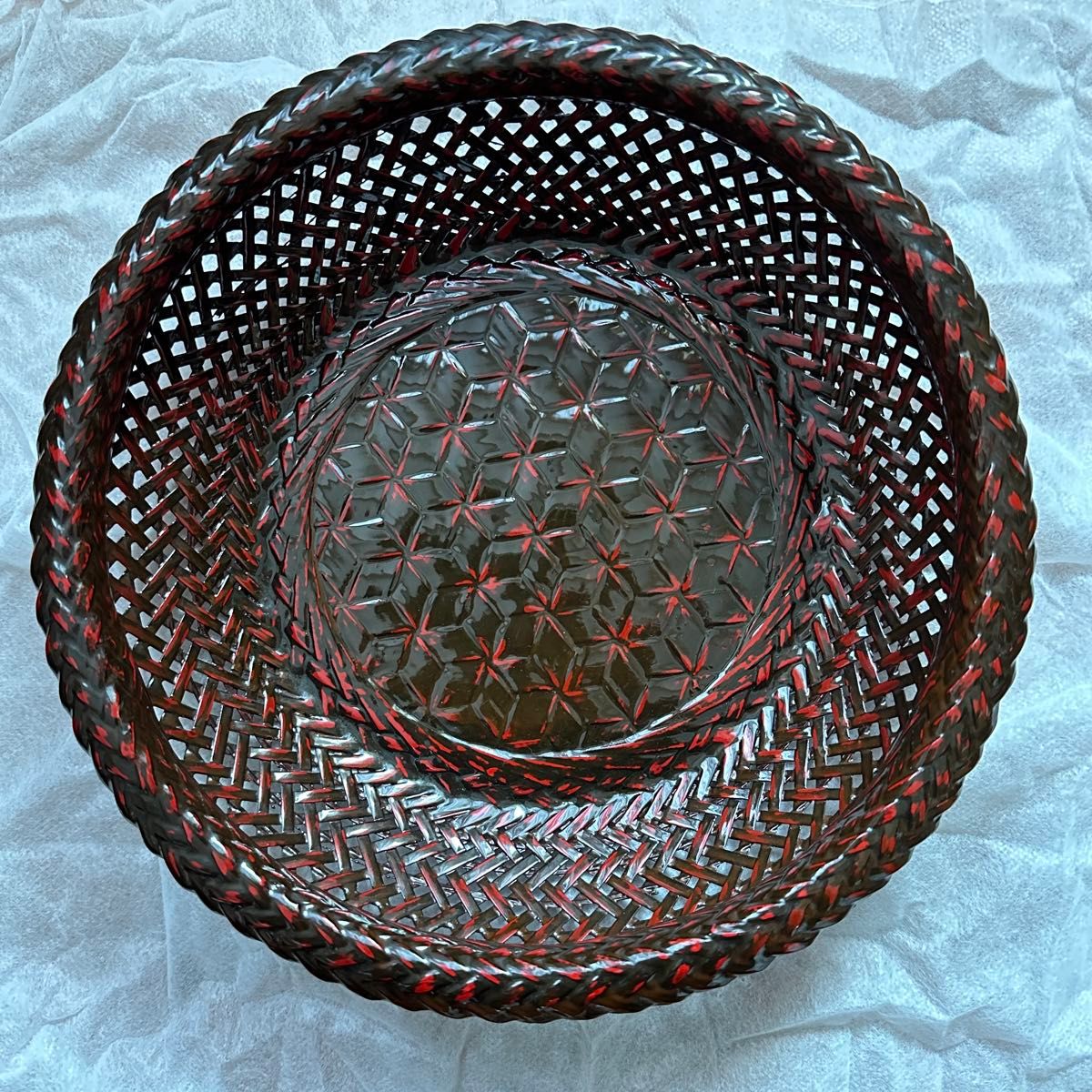 籃胎漆器 らんたい 天然竹製 菓子器 菓子鉢