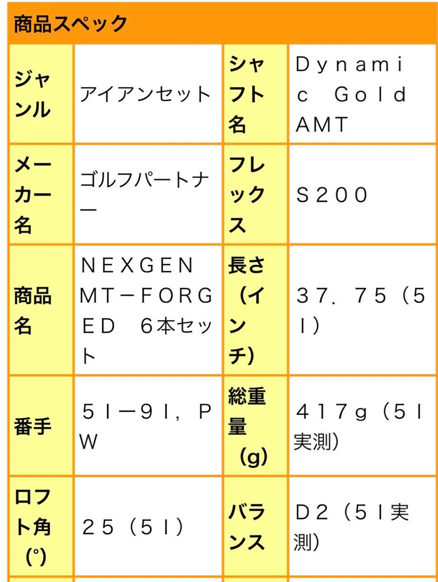 ネクスジェン NEXGEN MT FORGED 5-PW 6本  Dynamic Gold AMT マッスルバック アイアンセット