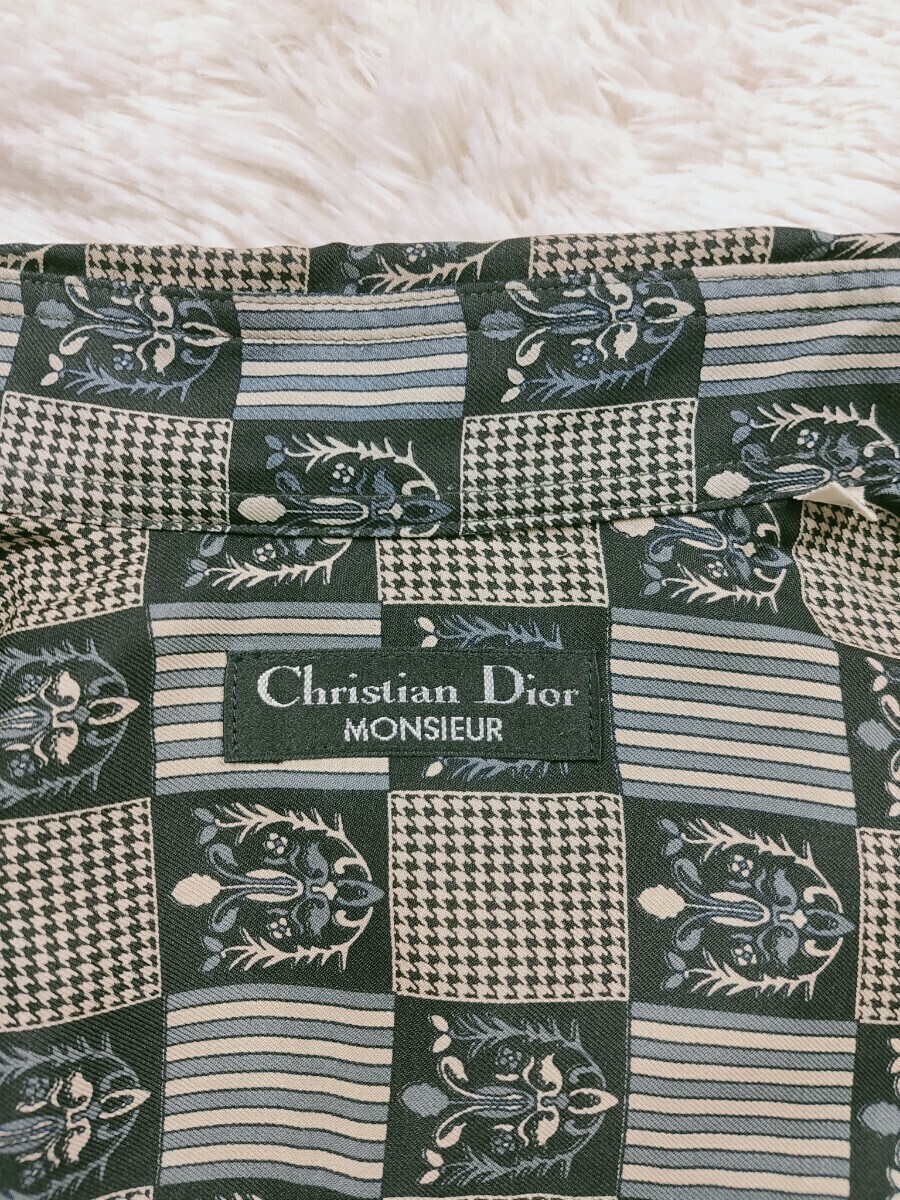  Christian Dior shirt [ silk ][ total pattern ][L size ][Christian Dior MONSIEUR] [ ultimate beautiful goods unused class ] [ long sleeve ][ spring summer ]