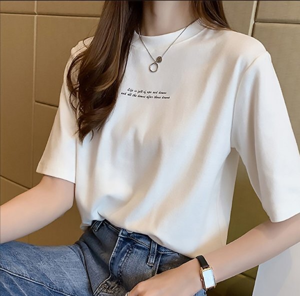レディース tシャツ 半袖 ブランド 白 かわいい ロゴtシャツ ゆったり 人気_画像1