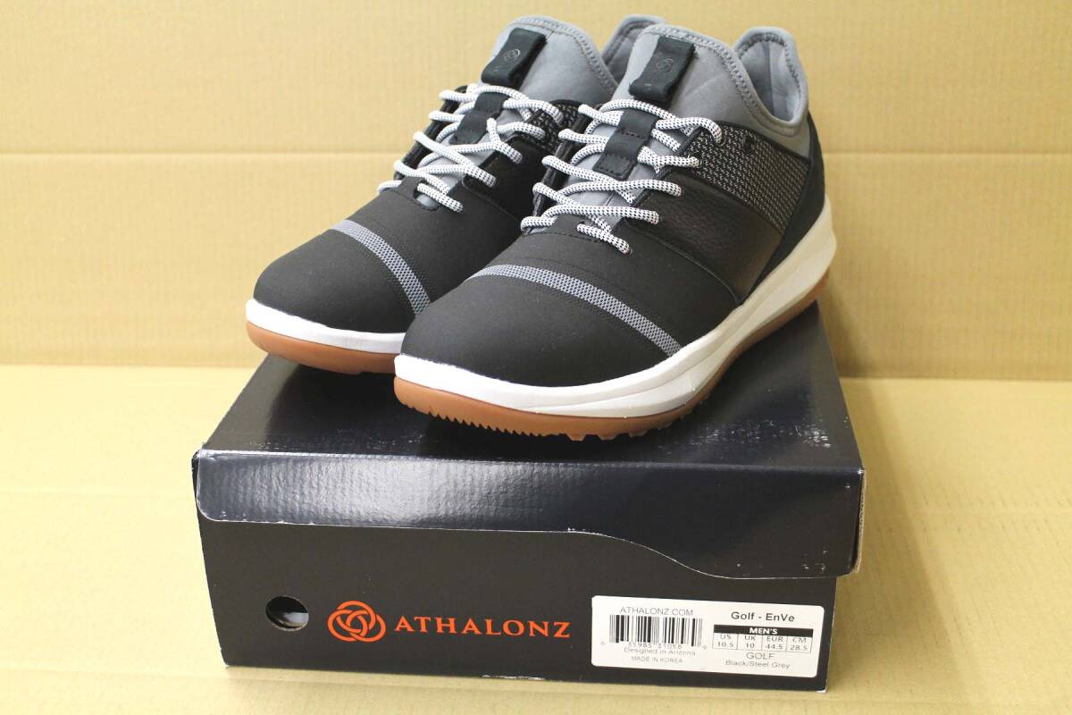SH132 未使用 Black-SteelGrey_28.5cm ATHALON.com EnVe Golf ブラック×スチールグレー メンズ ゴルフシューズ