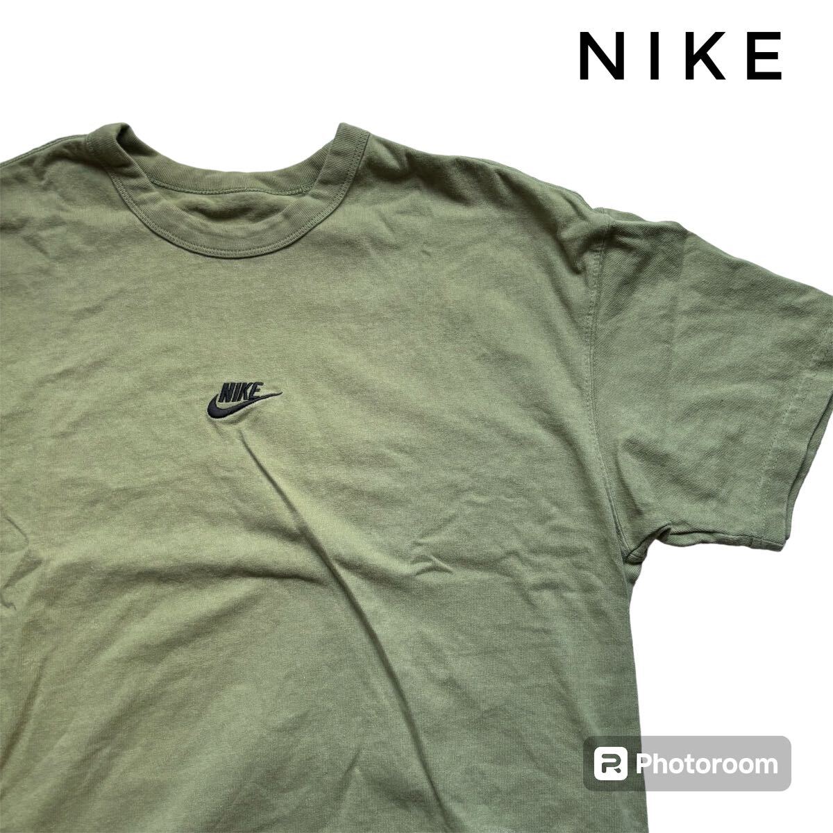 NIKEナイキ　ワンポイントロゴ刺繍Tシャツ　スウッシュ　ストリート　スポーツ_画像1