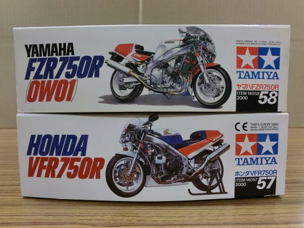 #i27[.100] Tamiya 1/12 motorcycle series NO.58 Yamaha FZR750R OW01 / NO.57 Honda VFR750R RC30 bike plastic model summarize not yet constructed 