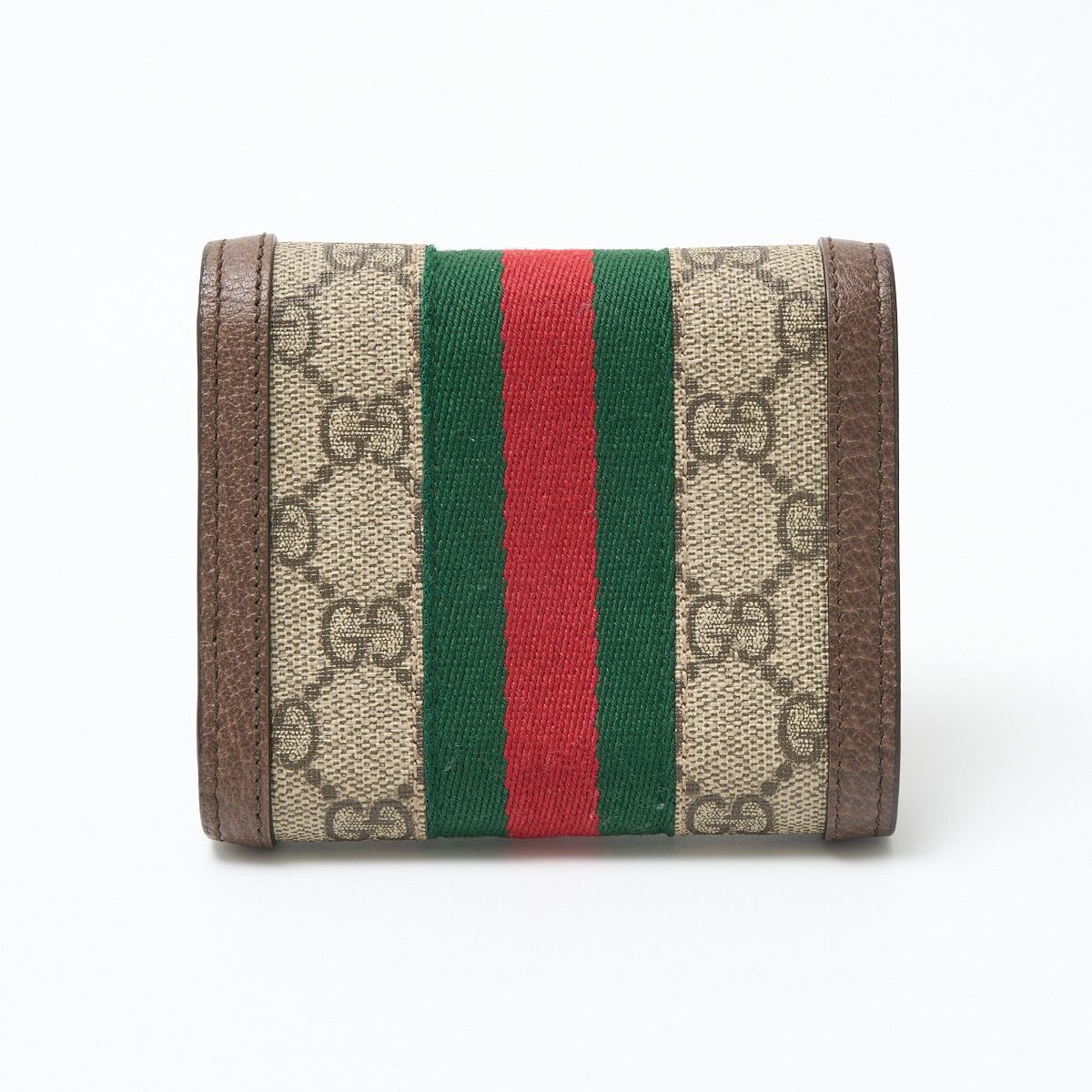 GUCCI グッチ 〔オフィディア〕三つ折り ウォレット 523174 コンパクト ミニ財布 GGスプリーム×レザー ウェブストライプ×ベージュ_画像2