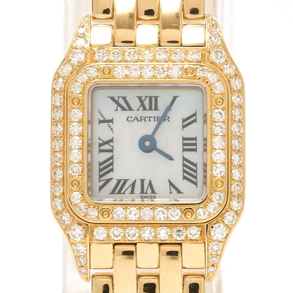 [ half years guarantee ]Cartier Cartier Mini Panthere de Cartier watch K18× diamond shell face × Gold quartz wristwatch 