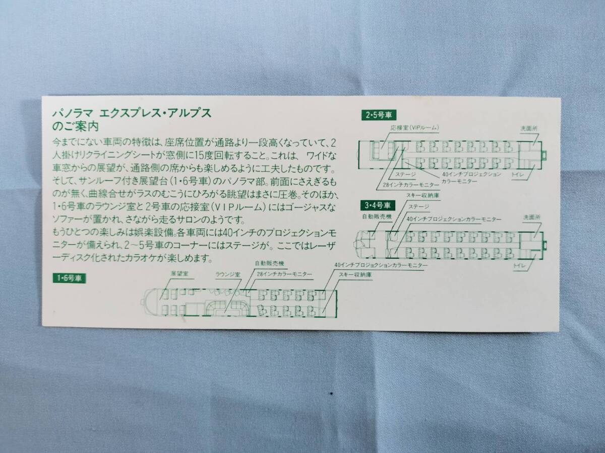 ⑤2・昭和62年・国鉄・JR《パノラマエキスプレスアルプス完成記念》試乗券 非売品の画像2