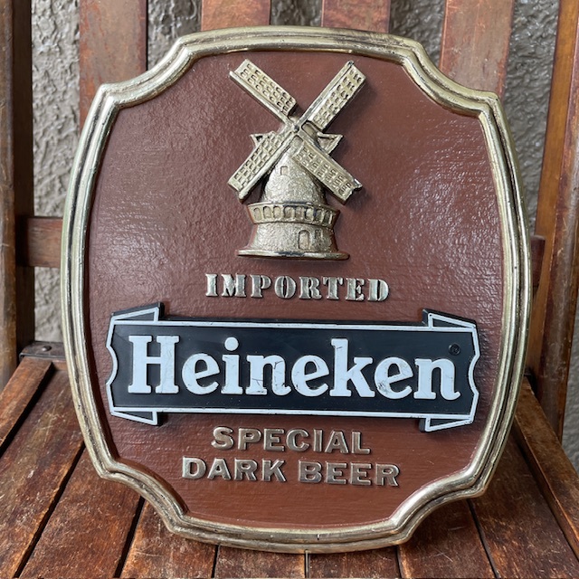 希少品！70's〜アメリカアンティーク　Heineken ハイネケン壁掛け　BEERビール　USAヴィンテージ雑貨/50's60's看板アドバタイジング西海岸_画像1