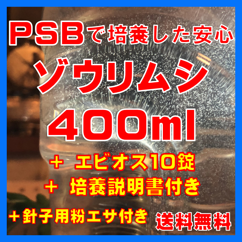 ★送料無料★PSBで培養したゾウリムシ種水400ml＋エビオス10錠＋培養説明書＋針子用粉エサ。_画像1