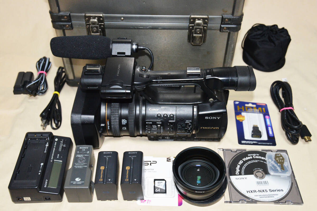 SONY業務用メモリー記録ビデオカメラ　HXR-NX5Ｊ　と付属品一式_画像1