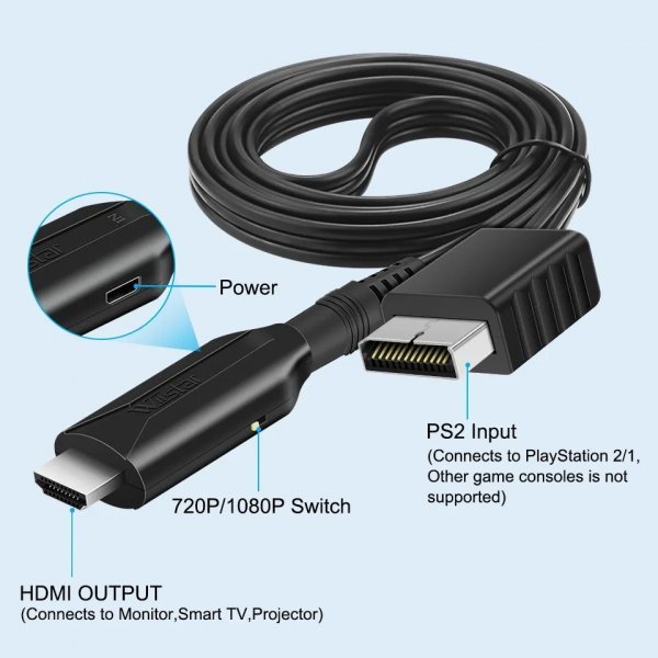 PS2/PS1 - HDMIアダプターケーブル PS2 - HDMI変換アダプターリンクケーブル プラグアンドプレイ　在庫有り　即納_画像2