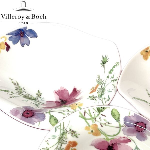 Villeroy&Boch ビレロイボッホ premium porcelain マリフルール ディープボウル 21cm 花柄 ドイツ製ブランド洋食器 箱なし *_画像1