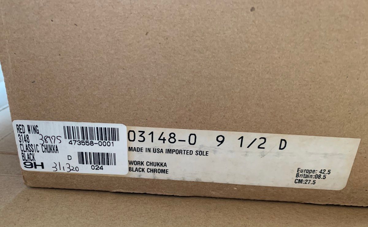 レッドウイング 3148 ブラック 27.5cm US9.5 箱付き ワークチャッカブーツ USA製
