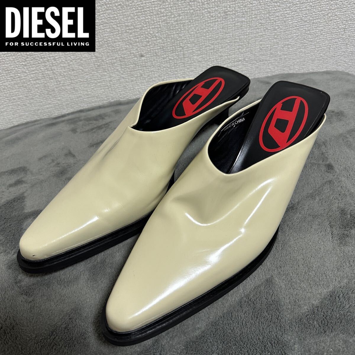 新品 未使用 人気 ★定価49,500円 DIESEL ディーゼル レディース 24cm ローヒール レザーミュール ポインテッドトゥ サンダル 牛革 09_画像1